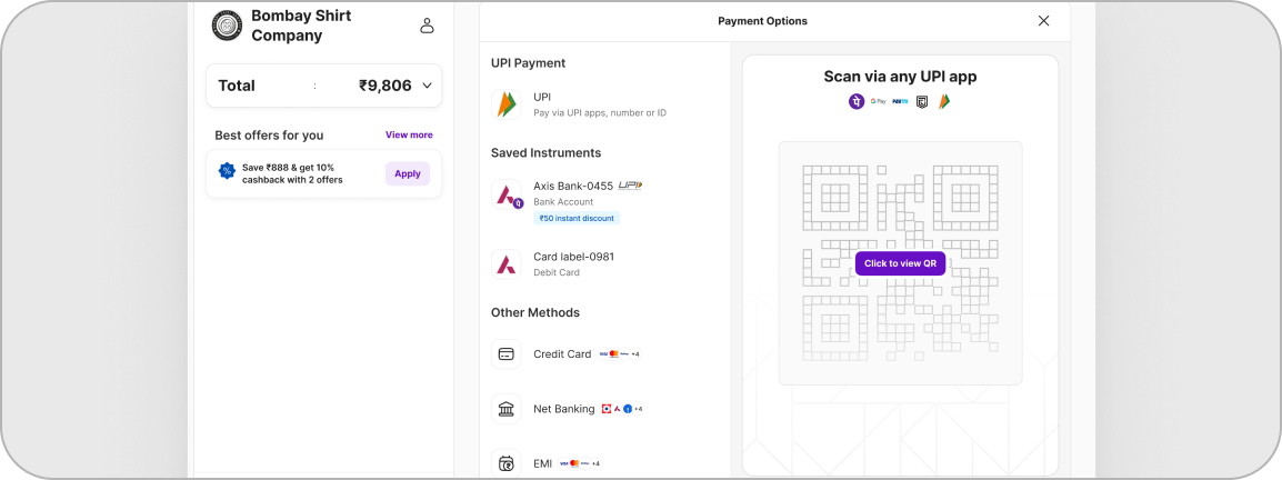 120+ Payment Modes